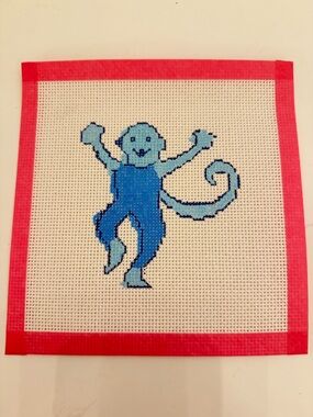 Hand Painted Needlepoint Canvas Monkey